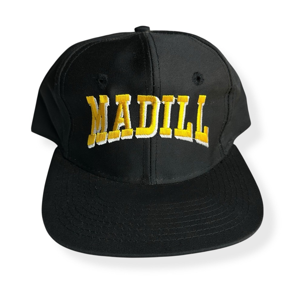 Vintage‎ 90's Madill Oklahoma Wildcats Embroidered Black Yellow Snapback Hat Cap